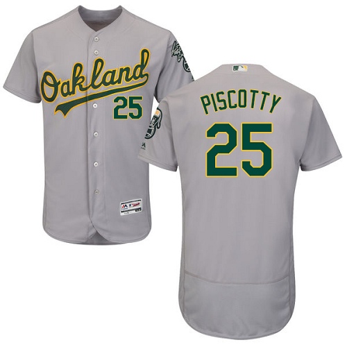 Athletics #25 Stephen Piscotty Grey Flexbase Authentic Collection Stitched MLB Jersey - Click Image to Close